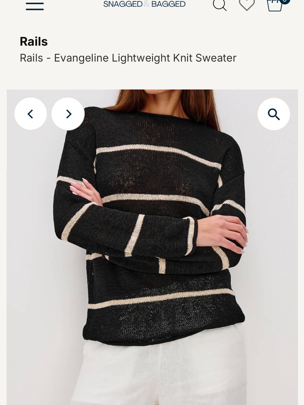 Rails Evangeline Striped Crewneck Sweater in Black and Cream